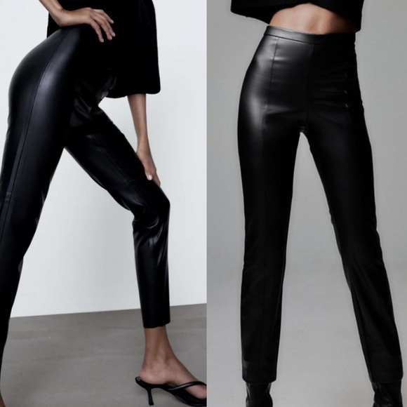 Zara Pants - Black Zara mid rise faux leather pants